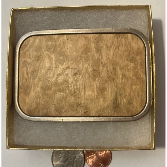 Vintage Metal Belt Buckle, Nice Yellow Look Leather, Buckle-Down, Nice Design, - Picture 1 of 5